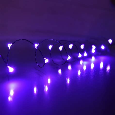 battery powered purple string lights